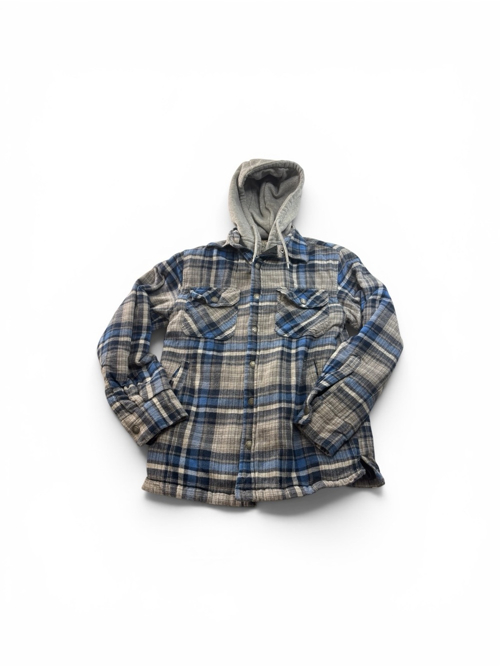 RedHead Blue Plaid Hooded Flannel Quilted Jacket Size Small Workwear Outdoor